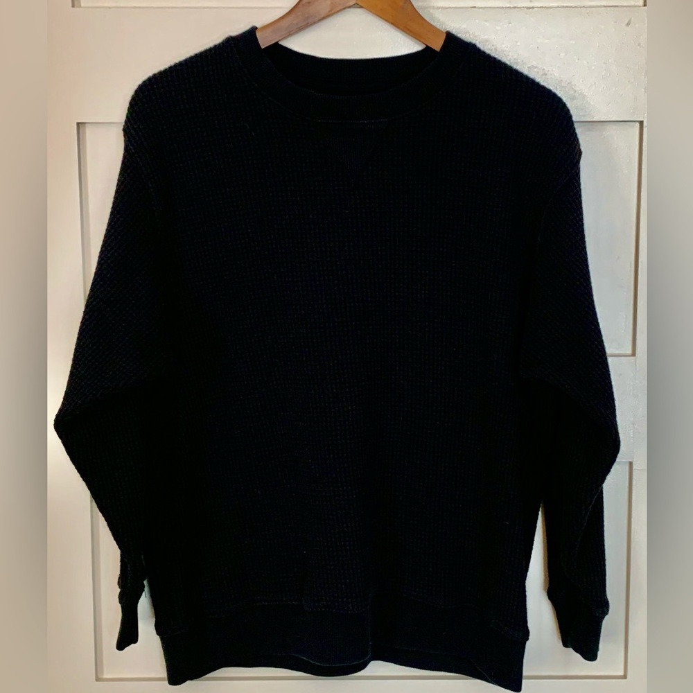 Aerie Women’s Waffle Knit Shirt in Black